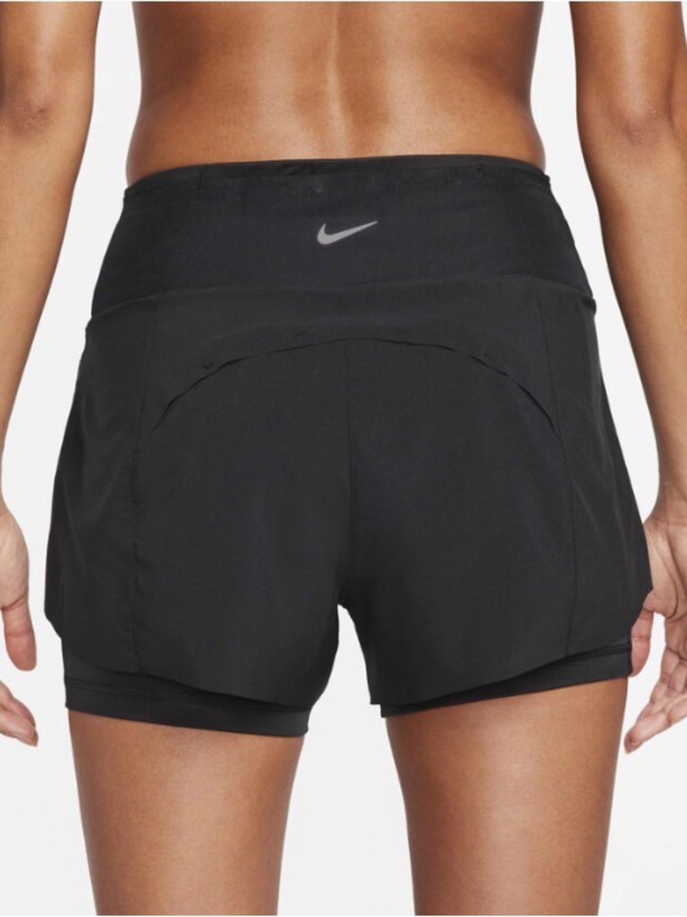 Nike Dri-Fit 2-in-1 Women's Black Layered Athletic Running Shorts Medium M